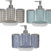 Set 4 piese pentru baie din portelan, culoare maro/blue/verde 24Χ21Χ7