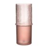 Vaza din sticla, rose transparent si rose mat, 13x13x30 cm