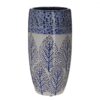 Vaza din ceramica, alb-albastru cu model, 16.5×16.5×33 cm