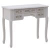 Consola din lemn, 5 sertare, alb-crem, 90 x 40 x 79 cm
