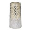 Suport lumanare din ceramica, alb-gold, D10X20 cm