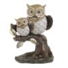 Pereche bufnite pe creanga, din rasina, crem-maro 17 x 9 x 23 cm