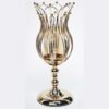 Suport lumanare din metal si sticla, gold, 15x15x41 cm