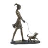 Figurina fetita cu catelul, bronze,  15 x 6 x 21 cm
