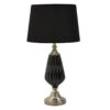 Veioza din metal si ceramica, abajur metalic si textil, culoare negru/argintiu, D33X68