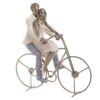 Decoratiune cuplu, pe bicicleta, culoare rose-bronze, 26x14x27 cm
