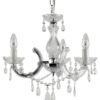 Candelabru din sticla, 3 brate, stil clasic, D 44 cm