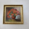 Tablou acrilic pe panza, rama de lemn, reprezentat de vaza cu flori, 47 x 47 cm