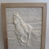 Tablou sculptat in marmura, reprezentat de cal in galop, 56 x 43 cm