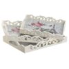 Set 3 buc, tava din plastic, margine inalta, model floral, 39 x 32 x 6 cm
