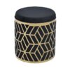 Taburet din lemn, catifea si metal, negru gold, depozitare, 35 x 40 cm