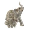 Elefant din rasina, silver-gold, design delicat, mama si pui, 16 Χ 11 Χ 19 cm