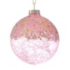Set 6 globuri din sticla rose cu stelute gold, 8 cm