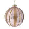Set 6 globuri din sticla rose, decor gold, 8 cm