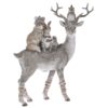 Cerb cu animalute, din rasina, crem-maro, 20x8x25 cm